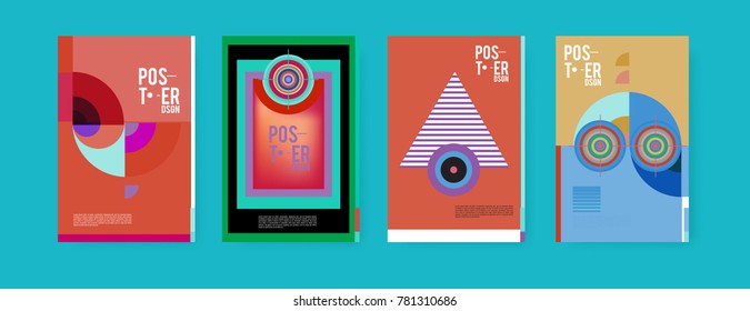 Colorful geometric poster and cover design. Minimal geometric pattern gradients backgrounds. Eps10 vector.