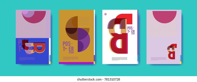 Colorful geometric poster and cover design. Minimal geometric pattern gradients backgrounds. Eps10 vector.