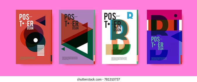 Colorful geometric poster and cover design. Minimal geometric pattern gradients backgrounds. Eps10 vector.