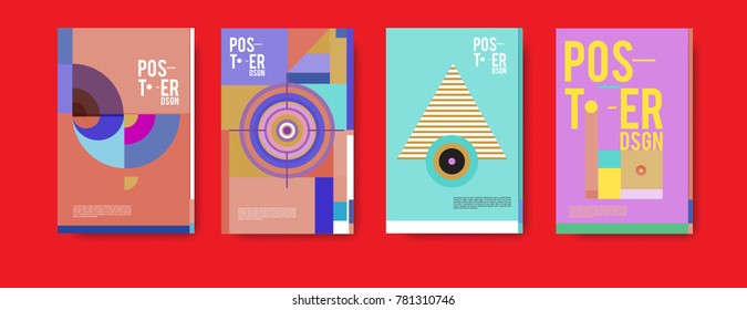 Colorful geometric poster and cover design. Minimal geometric pattern gradients backgrounds. Eps10 vector.