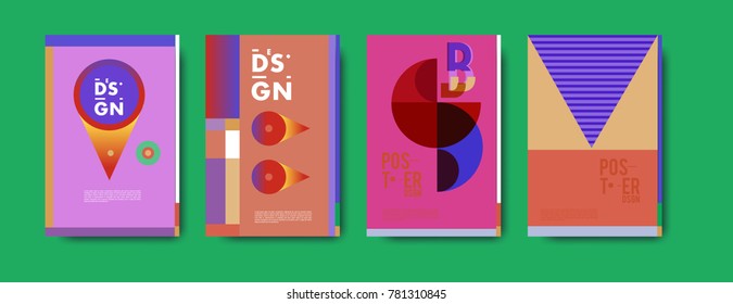 Colorful geometric poster and cover design. Minimal geometric pattern gradients backgrounds. Eps10 vector.