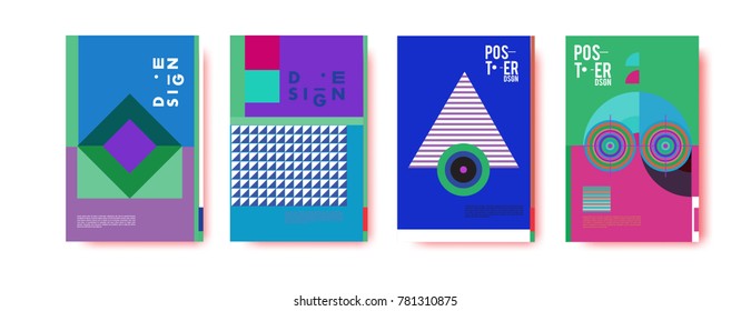 Colorful geometric poster and cover design. Minimal geometric pattern gradients backgrounds. Eps10 vector.