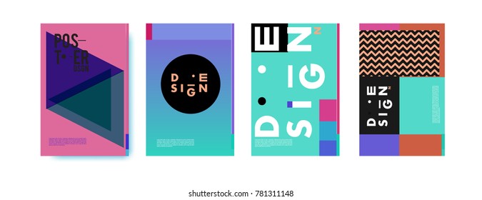 Colorful geometric poster and cover design. Minimal geometric pattern gradients backgrounds. Eps10 vector.