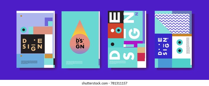 Colorful geometric poster and cover design. Minimal geometric pattern gradients backgrounds. Eps10 vector.