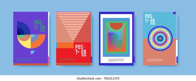 Colorful geometric poster and cover design. Minimal geometric pattern gradients backgrounds. Eps10 vector.