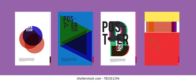 Colorful geometric poster and cover design. Minimal geometric pattern gradients backgrounds. Eps10 vector.