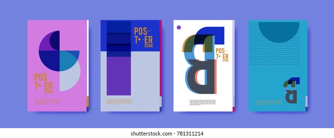 Colorful geometric poster and cover design. Minimal geometric pattern gradients backgrounds. Eps10 vector.