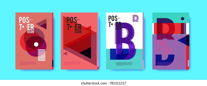 Colorful geometric poster and cover design. Minimal geometric pattern gradients backgrounds. Eps10 vector.