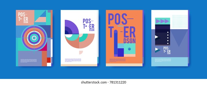 Colorful geometric poster and cover design. Minimal geometric pattern gradients backgrounds. Eps10 vector.