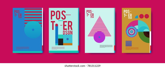 Colorful geometric poster and cover design. Minimal geometric pattern gradients backgrounds. Eps10 vector.