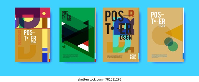 Colorful geometric poster and cover design. Minimal geometric pattern gradients backgrounds. Eps10 vector.
