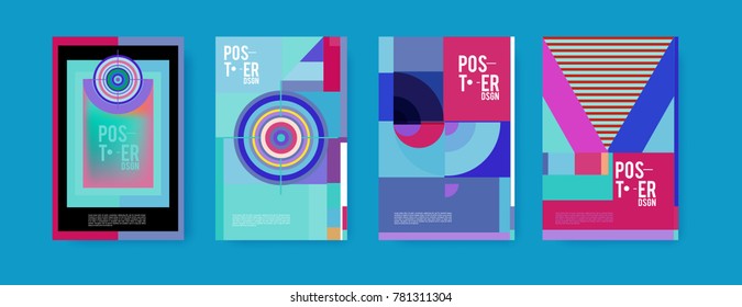 Colorful geometric poster and cover design. Minimal geometric pattern gradients backgrounds. Eps10 vector.