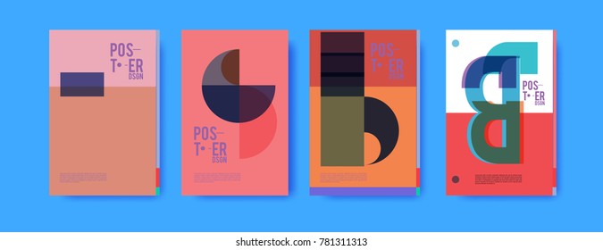 Colorful geometric poster and cover design. Minimal geometric pattern gradients backgrounds. Eps10 vector.