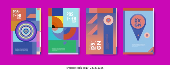 Colorful geometric poster and cover design. Minimal geometric pattern gradients backgrounds. Eps10 vector.