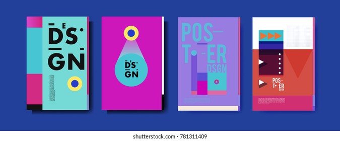 Colorful geometric poster and cover design. Minimal geometric pattern gradients backgrounds. Eps10 vector.