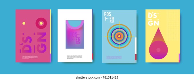 Colorful geometric poster and cover design. Minimal geometric pattern gradients backgrounds. Eps10 vector.