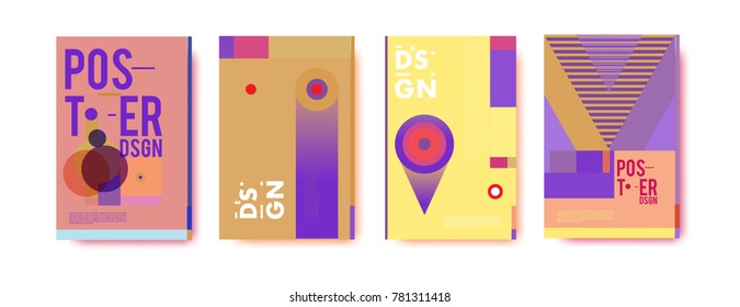 Colorful geometric poster and cover design. Minimal geometric pattern gradients backgrounds. Eps10 vector.