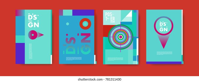 Colorful geometric poster and cover design. Minimal geometric pattern gradients backgrounds. Eps10 vector.