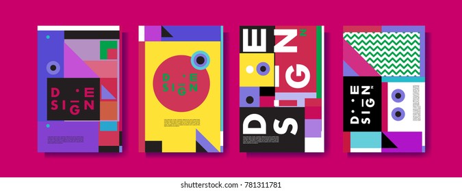 Colorful geometric poster and cover design. Minimal geometric pattern gradients backgrounds. Eps10 vector.