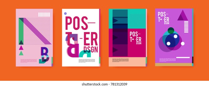 Colorful geometric poster and cover design. Minimal geometric pattern gradients backgrounds. Eps10 vector.