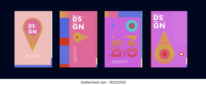 Colorful geometric poster and cover design. Minimal geometric pattern gradients backgrounds. Eps10 vector.