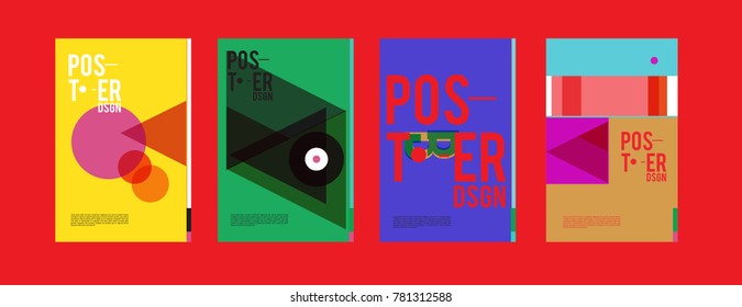 Colorful geometric poster and cover design. Minimal geometric pattern gradients backgrounds. Eps10 vector.