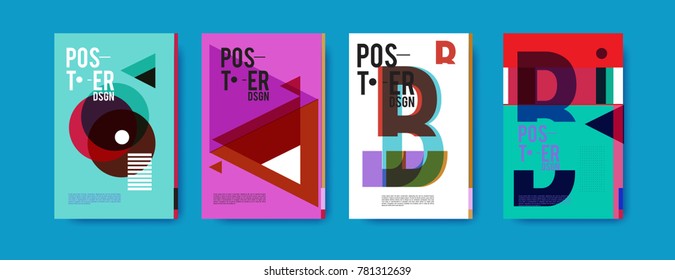 Colorful geometric poster and cover design. Minimal geometric pattern gradients backgrounds. Eps10 vector.