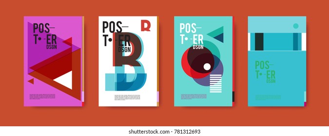 Colorful geometric poster and cover design. Minimal geometric pattern gradients backgrounds. Eps10 vector.