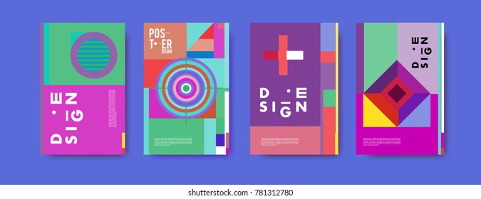 Colorful geometric poster and cover design. Minimal geometric pattern gradients backgrounds. Eps10 vector.