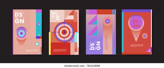 Colorful geometric poster and cover design. Minimal geometric pattern gradients backgrounds. Eps10 vector.