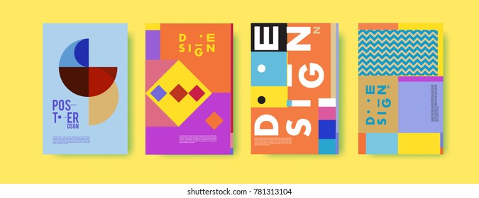 Colorful geometric poster and cover design. Minimal geometric pattern gradients backgrounds. Eps10 vector.
