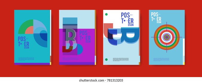 Colorful geometric poster and cover design. Minimal geometric pattern gradients backgrounds. Eps10 vector.