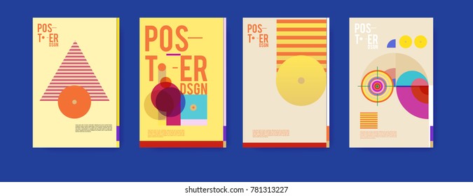 Colorful geometric poster and cover design. Minimal geometric pattern gradients backgrounds. Eps10 vector.