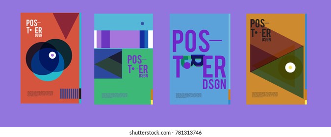 Colorful geometric poster and cover design. Minimal geometric pattern gradients backgrounds. Eps10 vector.