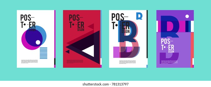 Colorful geometric poster and cover design. Minimal geometric pattern gradients backgrounds. Eps10 vector.