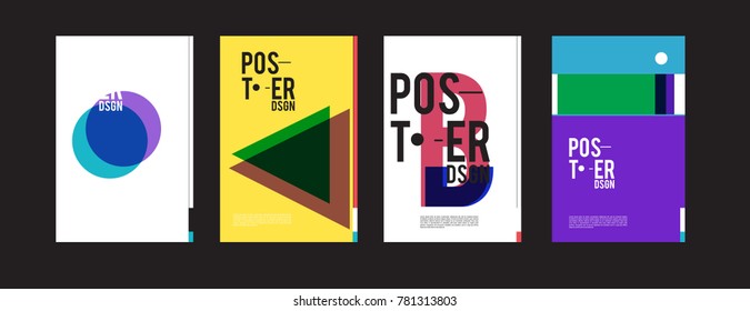 Colorful geometric poster and cover design. Minimal geometric pattern gradients backgrounds. Eps10 vector.