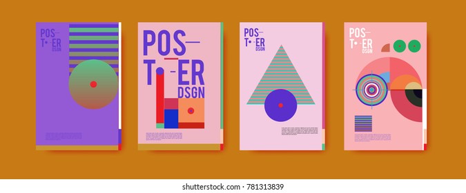 Colorful geometric poster and cover design. Minimal geometric pattern gradients backgrounds. Eps10 vector.