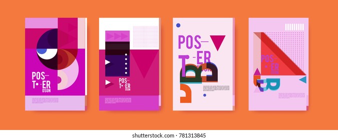 Colorful geometric poster and cover design. Minimal geometric pattern gradients backgrounds. Eps10 vector.