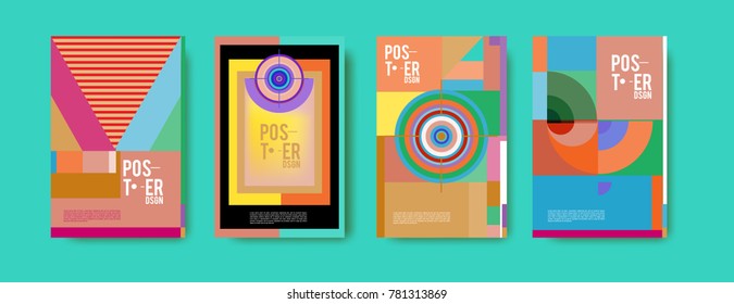 Colorful geometric poster and cover design. Minimal geometric pattern gradients backgrounds. Eps10 vector.