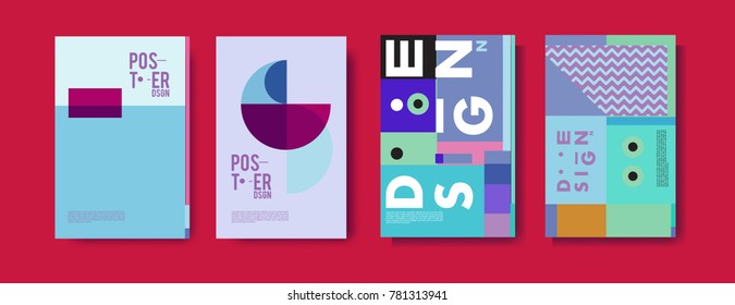 Colorful geometric poster and cover design. Minimal geometric pattern gradients backgrounds. Eps10 vector.
