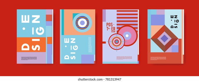 Colorful geometric poster and cover design. Minimal geometric pattern gradients backgrounds. Eps10 vector.