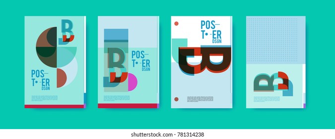 Colorful geometric poster and cover design. Minimal geometric pattern gradients backgrounds. Eps10 vector.