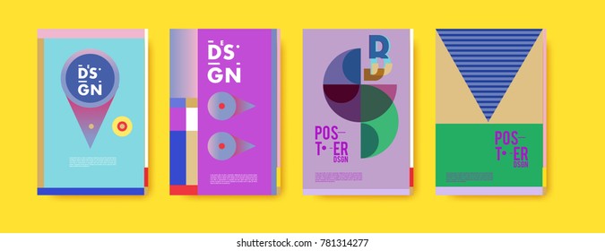 Colorful geometric poster and cover design. Minimal geometric pattern gradients backgrounds. Eps10 vector.