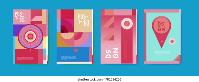 Colorful geometric poster and cover design. Minimal geometric pattern gradients backgrounds. Eps10 vector.
