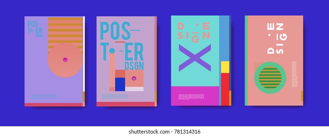 Colorful geometric poster and cover design. Minimal geometric pattern gradients backgrounds. Eps10 vector.