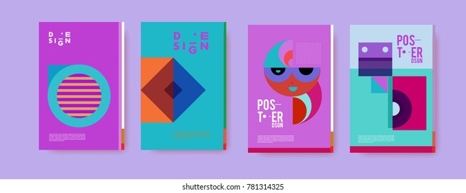 Colorful geometric poster and cover design. Minimal geometric pattern gradients backgrounds. Eps10 vector.