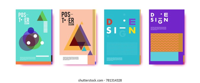 Colorful geometric poster and cover design. Minimal geometric pattern gradients backgrounds. Eps10 vector.