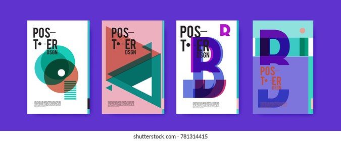 Colorful geometric poster and cover design. Minimal geometric pattern gradients backgrounds. Eps10 vector.