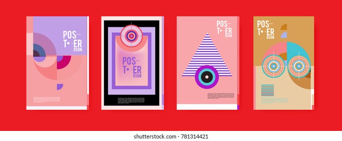 Colorful geometric poster and cover design. Minimal geometric pattern gradients backgrounds. Eps10 vector.