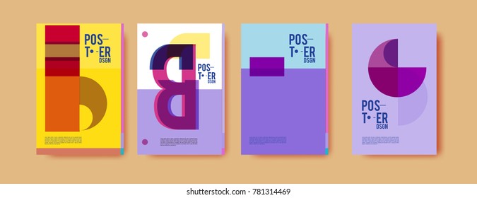 Colorful geometric poster and cover design. Minimal geometric pattern gradients backgrounds. Eps10 vector.